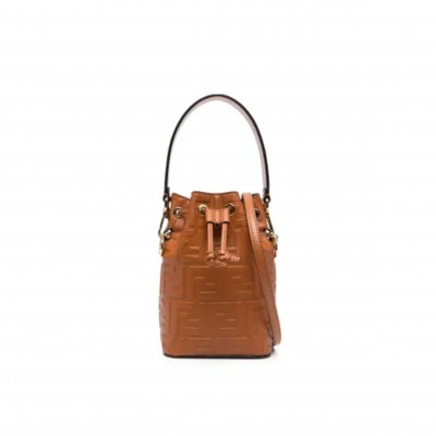 FENDI CAMEL LEATHER MINI MON TRESOR BUCKET BAG 8BS010A3ZGF1C6J (18*12*10cm) 